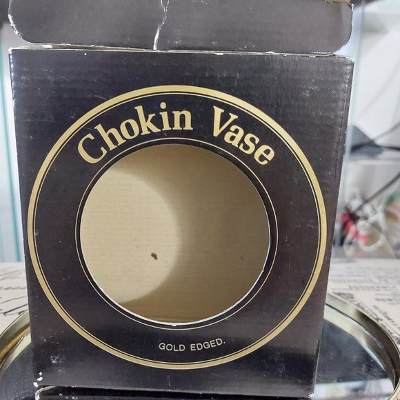 Vintage Japanese Chokin Mini Vase 24KT Gold Edge Flowers Butterflies Beautiful - Picture 4 of 6